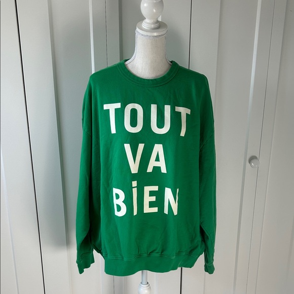Clare V Tops - Clare V Tout Va Bien Green Sweatshirt 2XL
